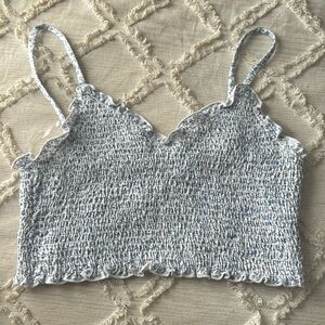 Blue and white flower crop top